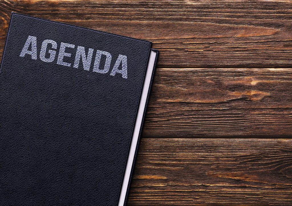 book, agenda, table